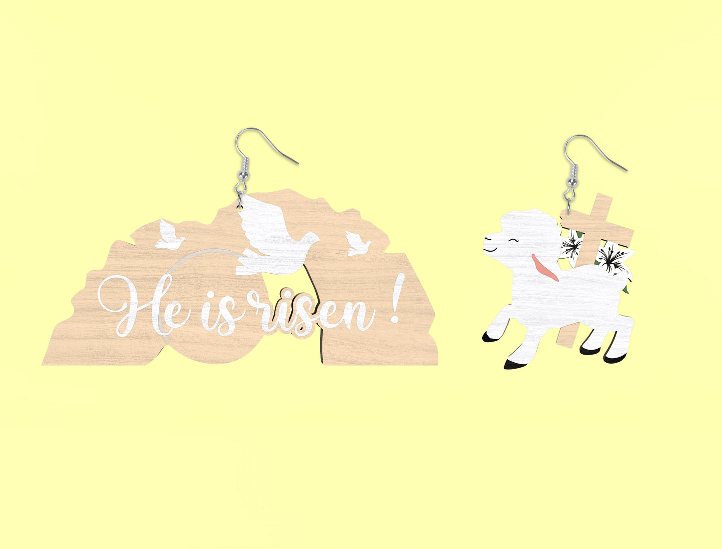 Christian Easter Earring SVG He Is Risen Cross 12 Designs for Glowforge