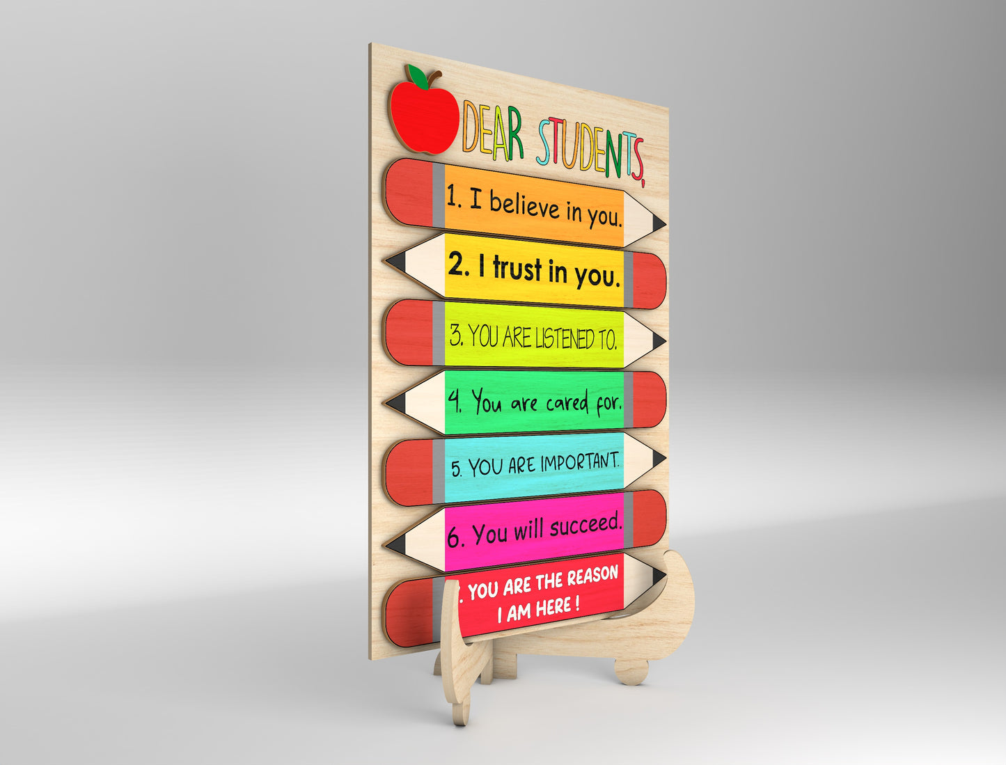 Teacher Motivational Pencil Sign SVG Laser Cut File for LightBurn