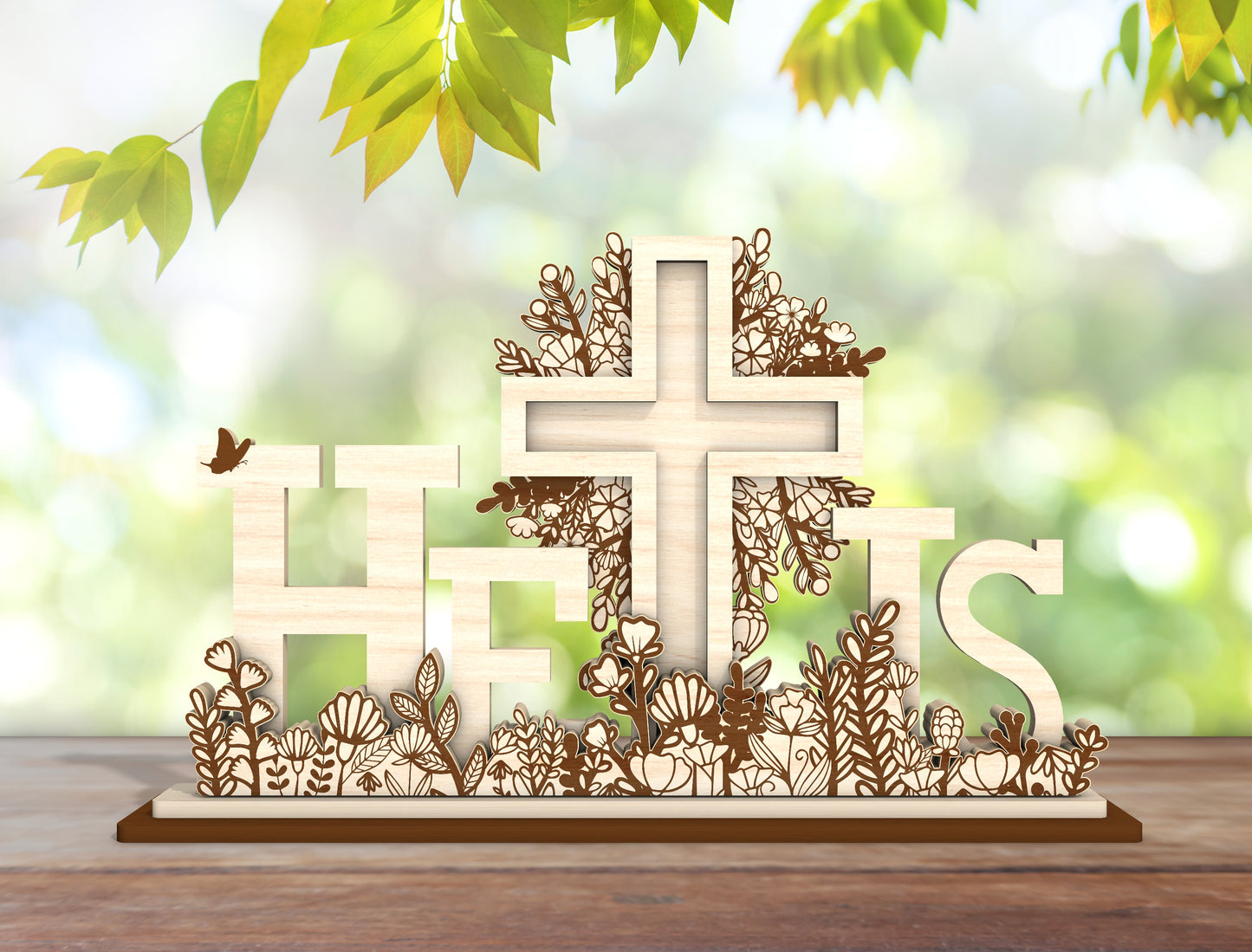 He Is Risen Cross and Bunny Decor SVG Bundle for Glowforge and xTool