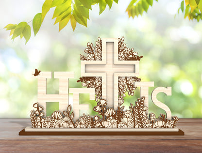 He Is Risen Cross and Bunny Decor SVG Bundle for Glowforge and xTool