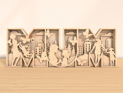 MOM Multilayer Family Sign SVG for Glowforge and xTool
