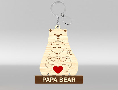 Personalized Papa Bear Puzzle Keychain SVG Laser Cut File for Glowforge and xTool