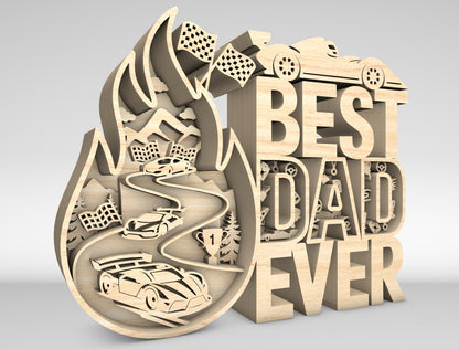 Best Dad Ever Racing Sign SVG Laser Cut File for xTool and Glowforge