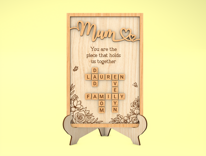 Custom Name Crossword Mama Sign SVG for LightBurn and Glowforge