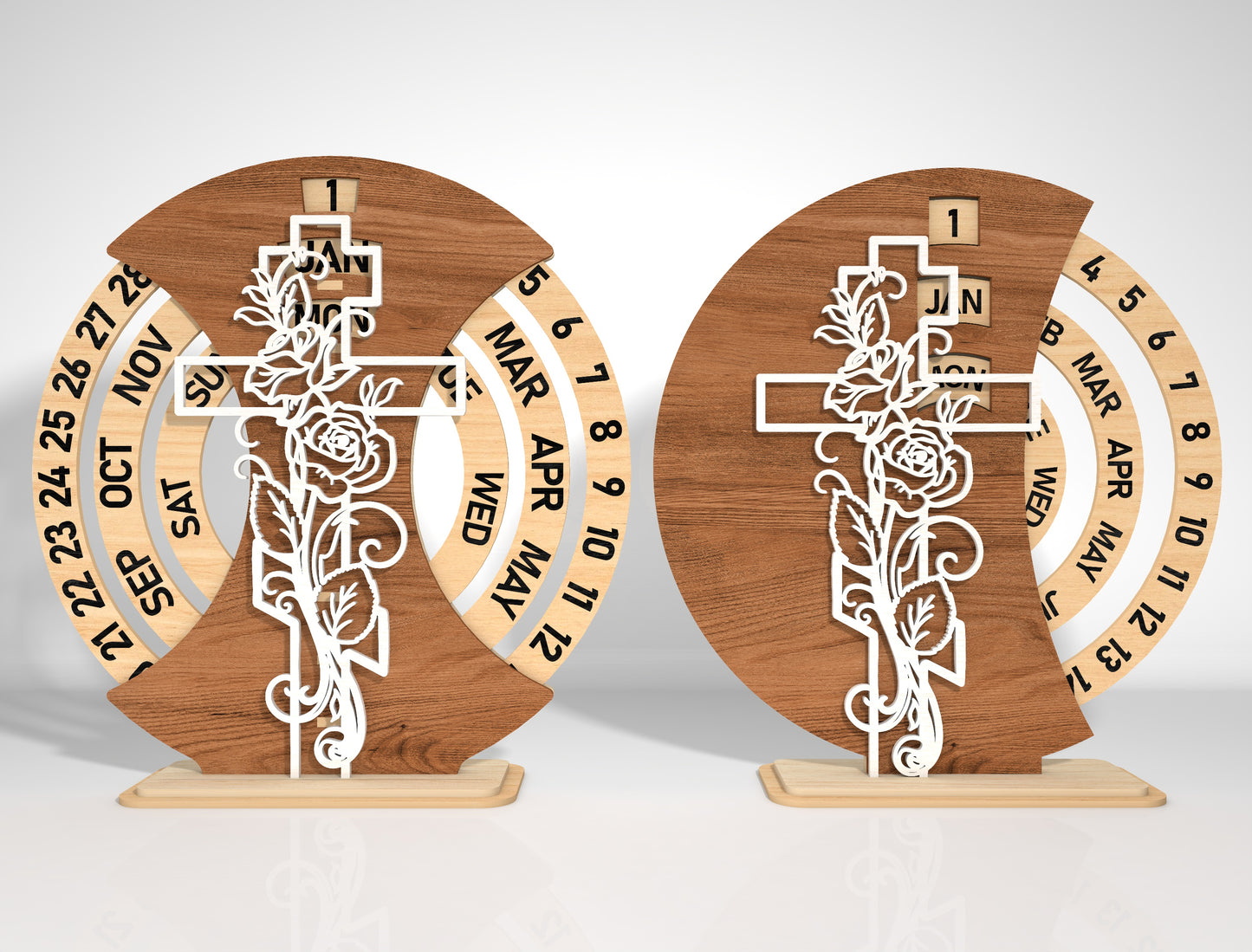 Perpetual Calendar Cross Flower SVG Bundle for LightBurn and Glowforge