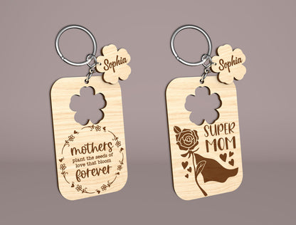Mom Keychain SVG Bundle Mother's Day Wooden for Glowforge and xTool