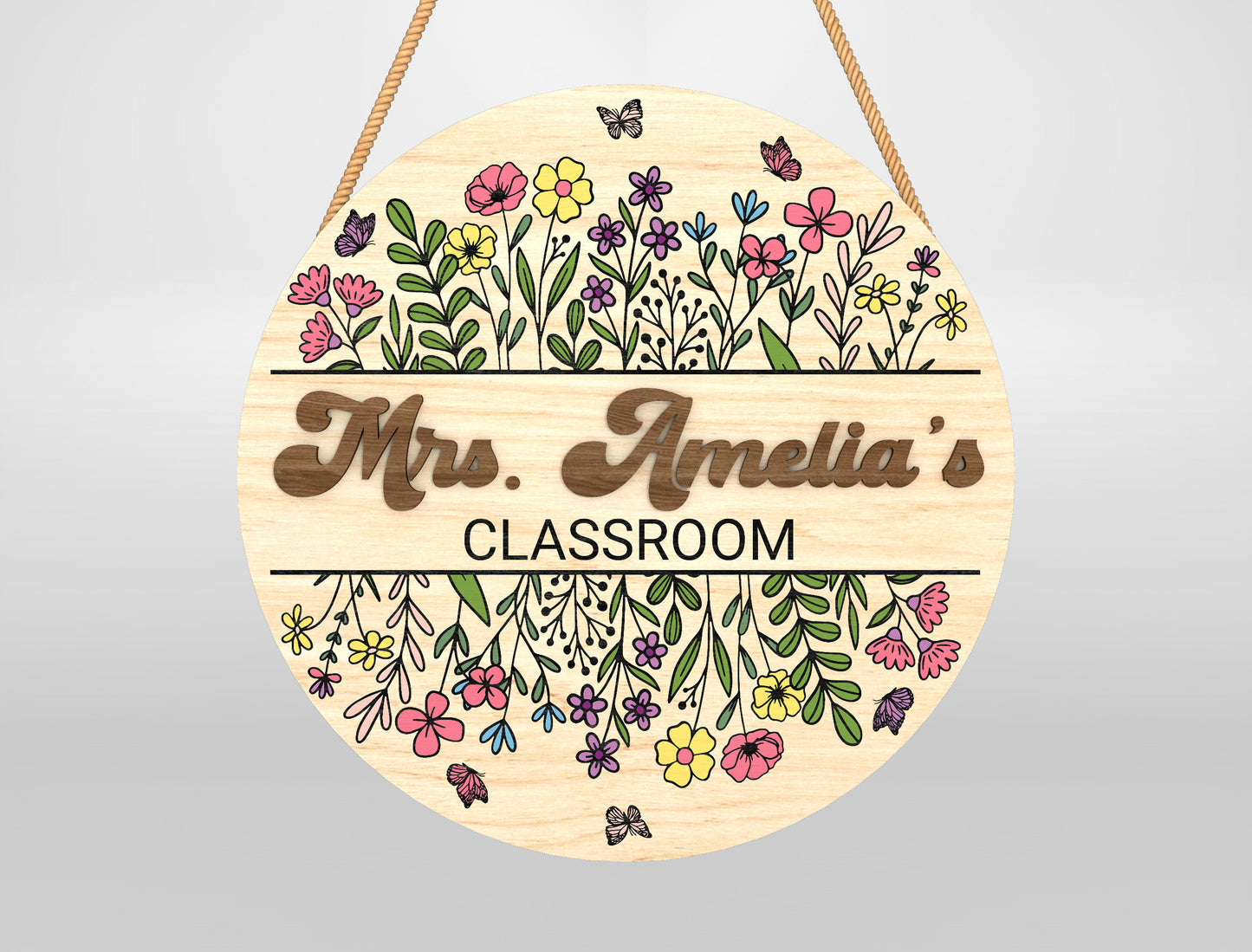 Personalized Wildflower Classroom Door Sign Laser Cut File SVG for Glowforge and xTool