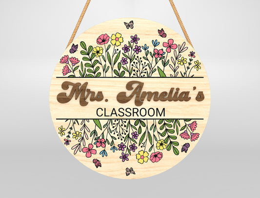 Personalized Wildflower Classroom Door Sign Laser Cut File SVG for Glowforge and xTool