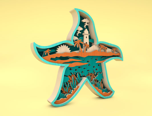 Multilayer Starfish Ocean SVG Laser Cut File for Glowforge and LightBurn