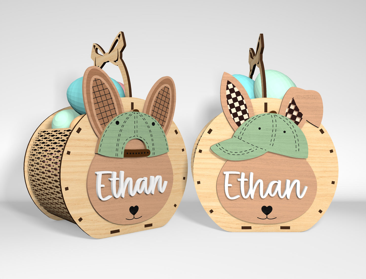 Personalized Easter Bunny Basket SVG 12 Designs for Glowforge and xTool