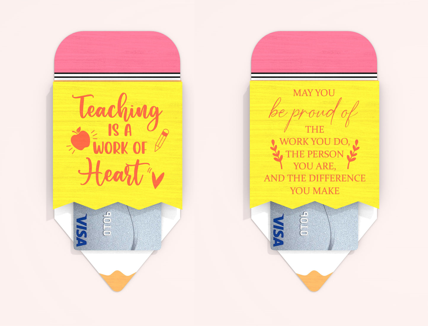 Teacher Pencil Gift Card Holder SVG Bundle Laser Cut File for xTool and Glowforge