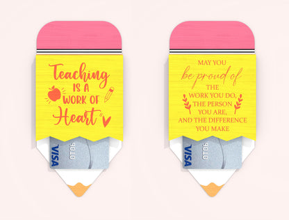 Teacher Pencil Gift Card Holder SVG Bundle Laser Cut File for xTool and Glowforge