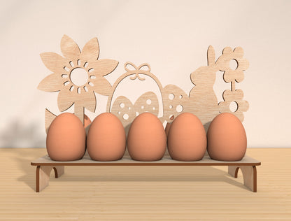 Easter Egg Holder Shelf Laser Cut File | Spring Tabletop Decor | Ready to Cut | Glowforge, xTool, LightBurn, etc.