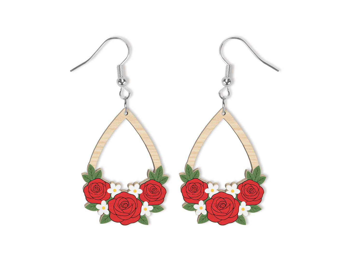 Floral Teardrop Earring SVG Bundle Spring Flower Jewelry Laser Cut File for xTool and Glowforge