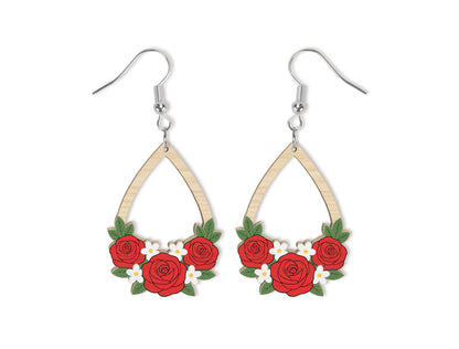 Floral Teardrop Earring SVG Bundle Spring Flower Jewelry Laser Cut File for xTool and Glowforge