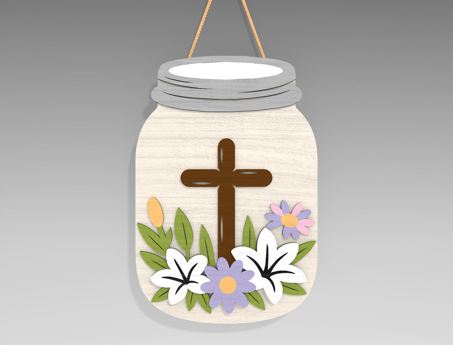 9 Easter Mason Jar Door Hangers SVG Bunny He Is Risen for LightBurn and xTool