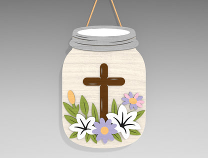 9 Easter Mason Jar Door Hangers SVG Bunny He Is Risen for LightBurn and xTool