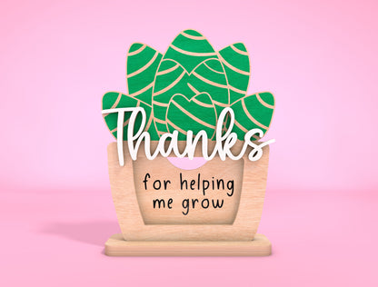 Teacher Plant Card Holder Laser Cut File for xTool Laser Cut