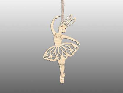 Easter Bunny Ballerina Ornament SVG 23 Easter Tree Designs for LightBurn