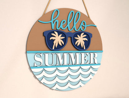 “Hello Summer” Sunglasses Beach SVG Door Sign for Glowforge