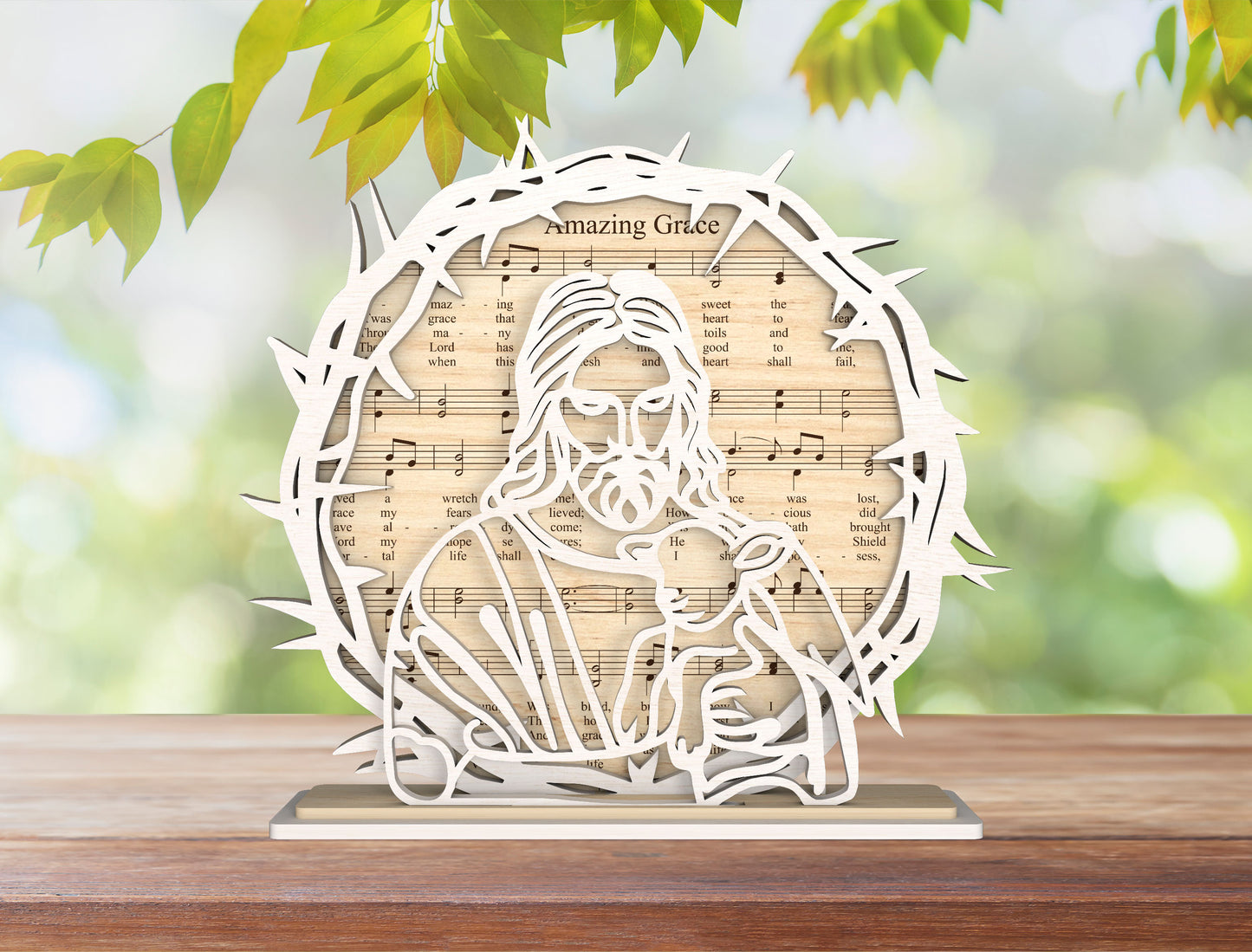 Christian Jesus Faith Stand SVG Bundle Wooden Round for LightBurn and xTool