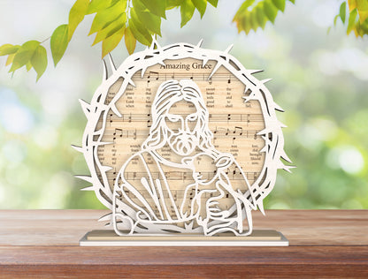 Christian Jesus Faith Stand SVG Bundle Wooden Round for LightBurn and xTool