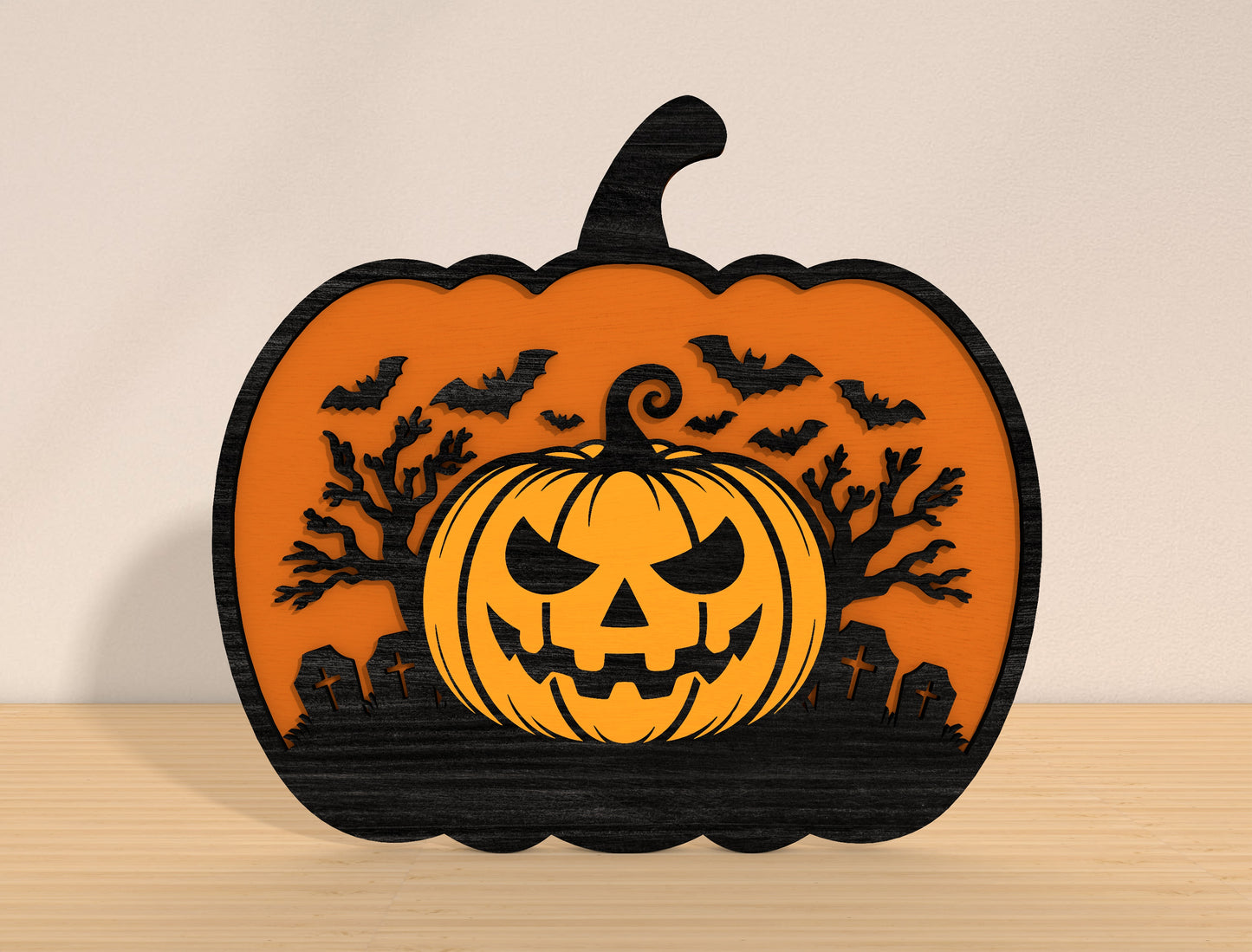 Halloween Pumpkin Scene SVG Bundle Laser Cut File | 8 Spooky Pumpkin Designs | Autumn Wooden Decor | Glowforge, xTool, LightBurn, etc.