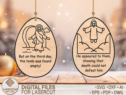 Easter Story Ornament SVG Bundle Christian Egg 12 Designs for LightBurn