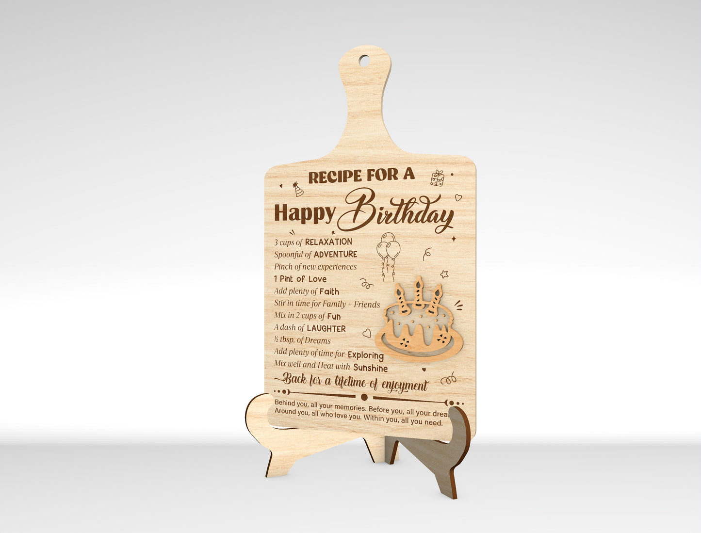 Recipe for a Happy Birthday SVG Laser Cut File for xTool