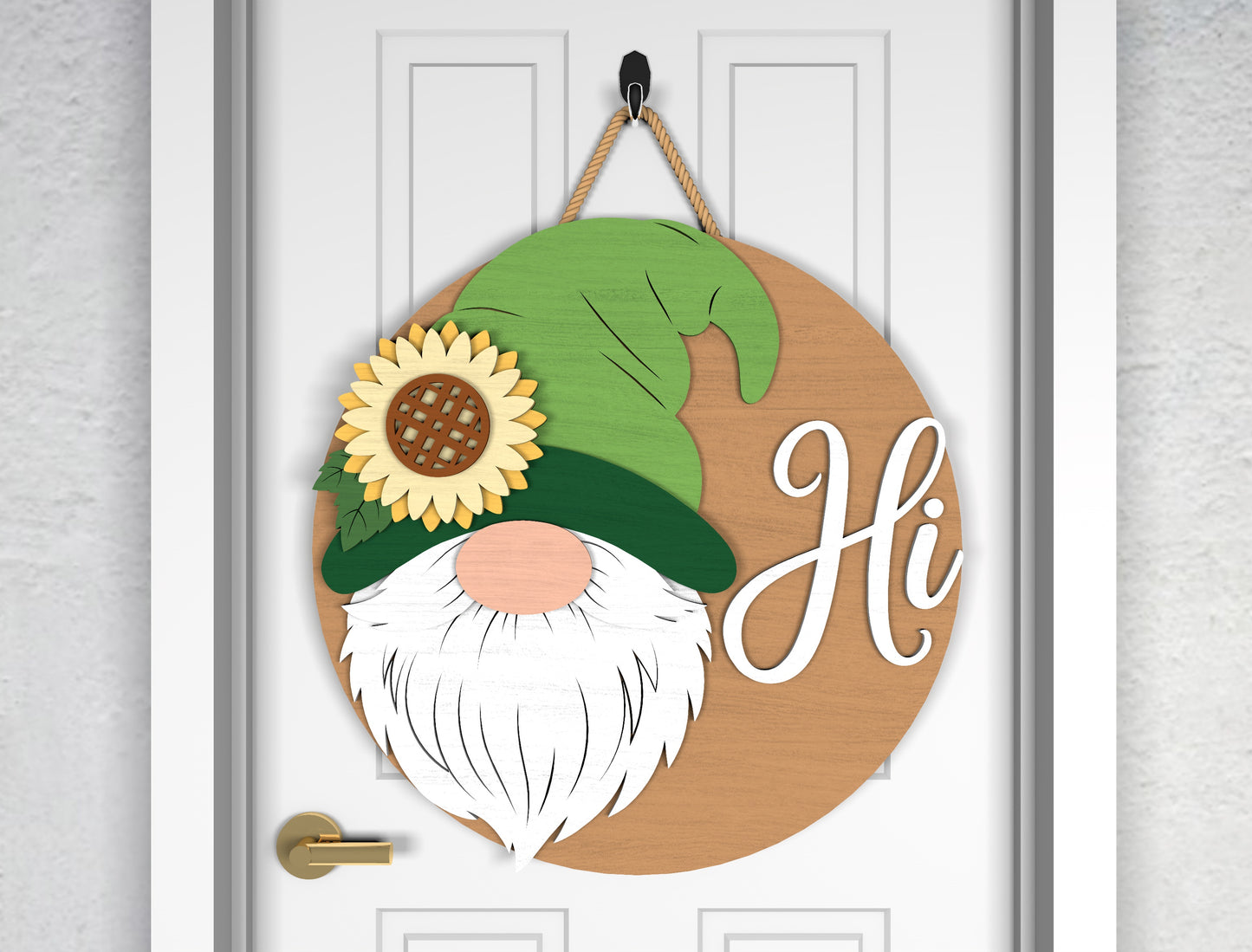 Sunflower Gnome Welcome Sign SVG Laser Cut File for Glowforge and xTool