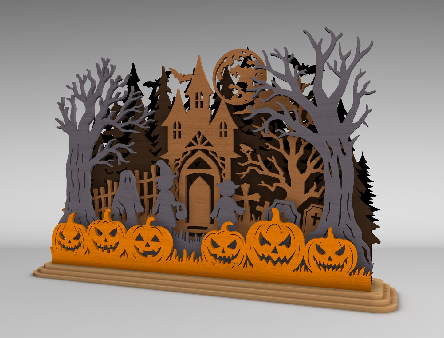 Haunted House Halloween SVG Spooky Laser Cut Scene for xTool