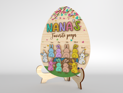 Personalized Bunny Peeps Stand SVG Easter Day Family Name for LightBurn