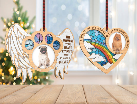 Pet Memorial Angel Wings Ornament SVG Laser Cut File for LightBurn
