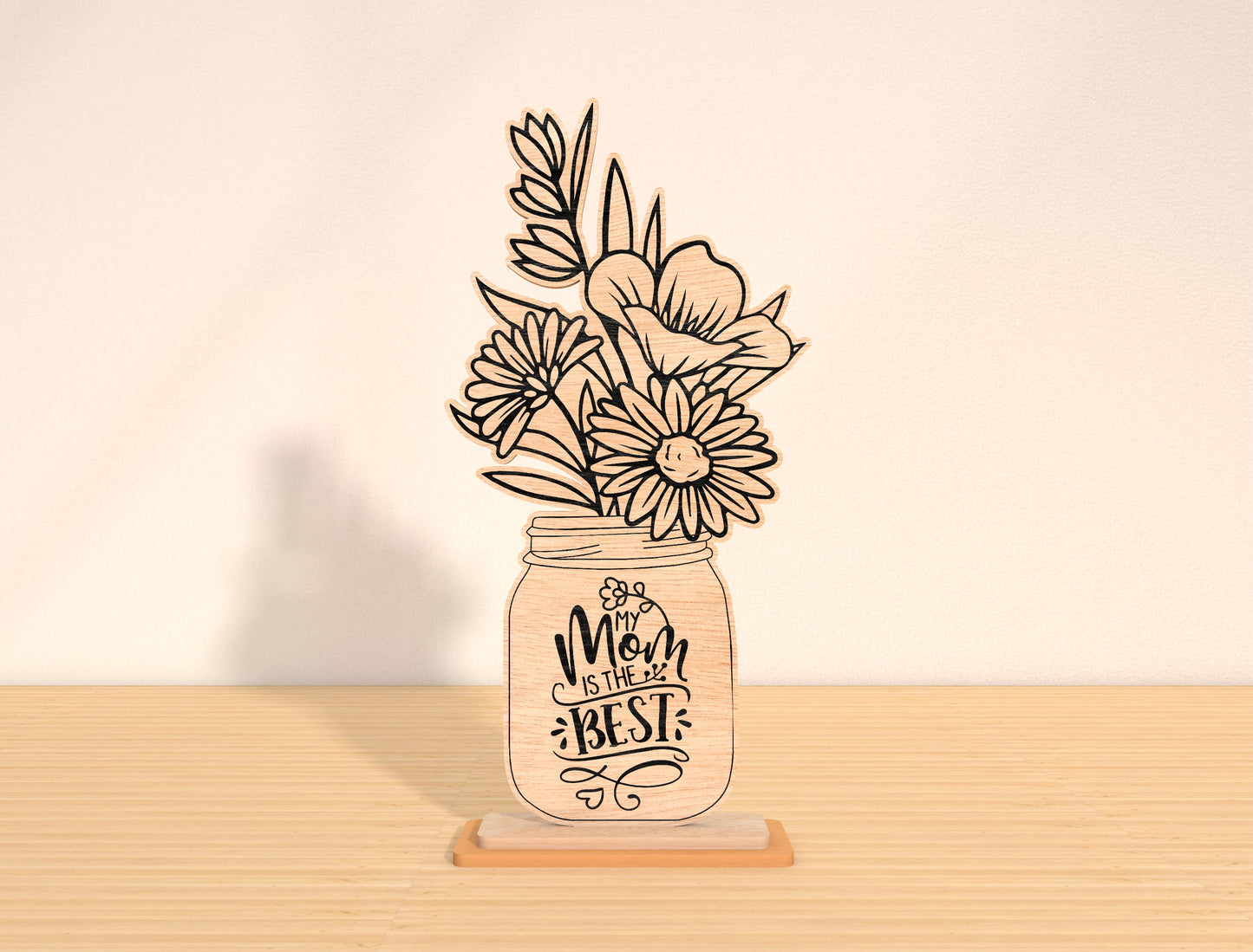 Mom Floral Vase Sign SVG Bundle Mother's Day for Glowforge and xTool