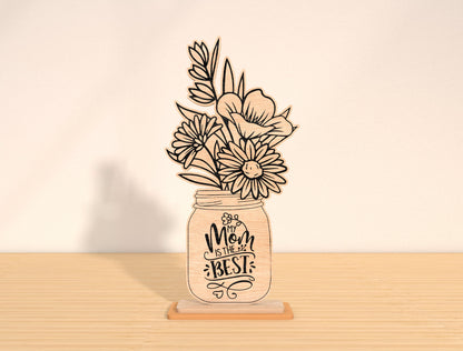 Mom Floral Vase Sign SVG Bundle Mother's Day for Glowforge and xTool