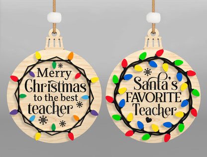 Christmas Teacher Ornament SVG Bundle Laser Cut File for Glowforge and xTool