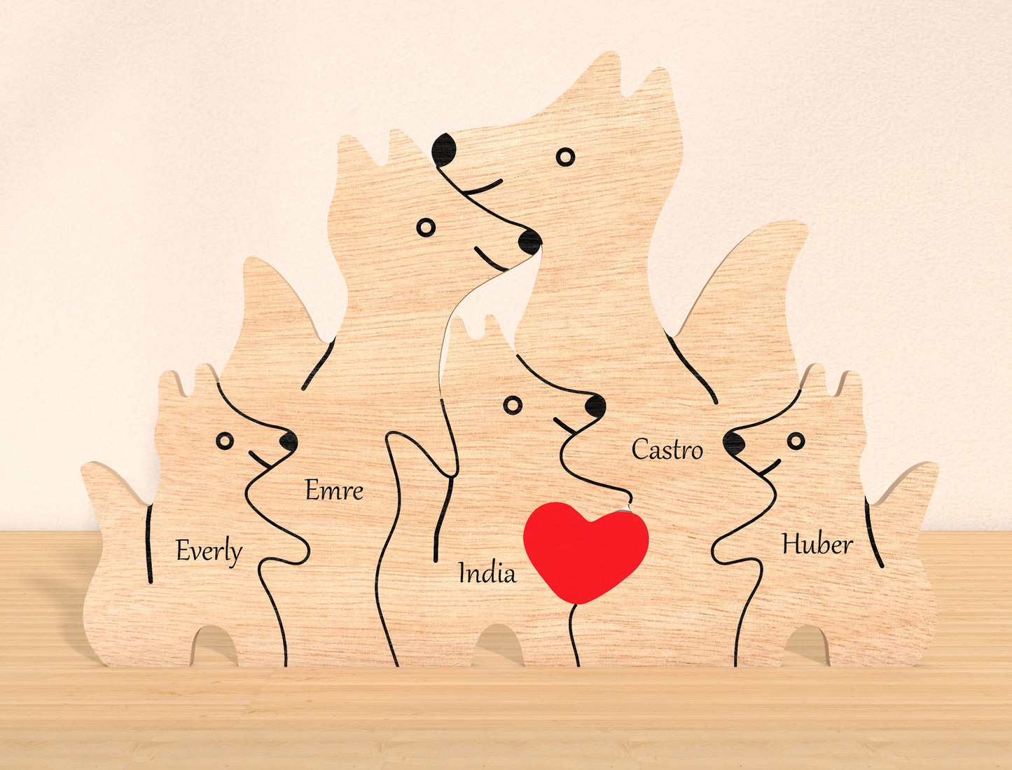 Wolf Family Puzzle Sign SVG Personalized Wolf Pack for Glowforge