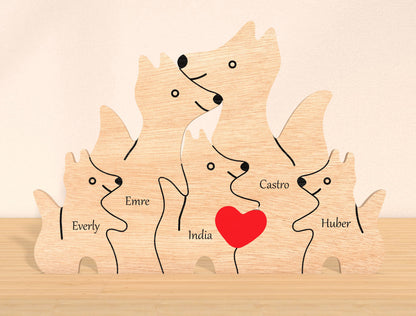 Wolf Family Puzzle Sign SVG Personalized Wolf Pack for Glowforge