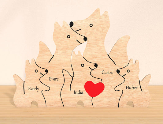 Wolf Family Puzzle Sign SVG Personalized Wolf Pack for Glowforge