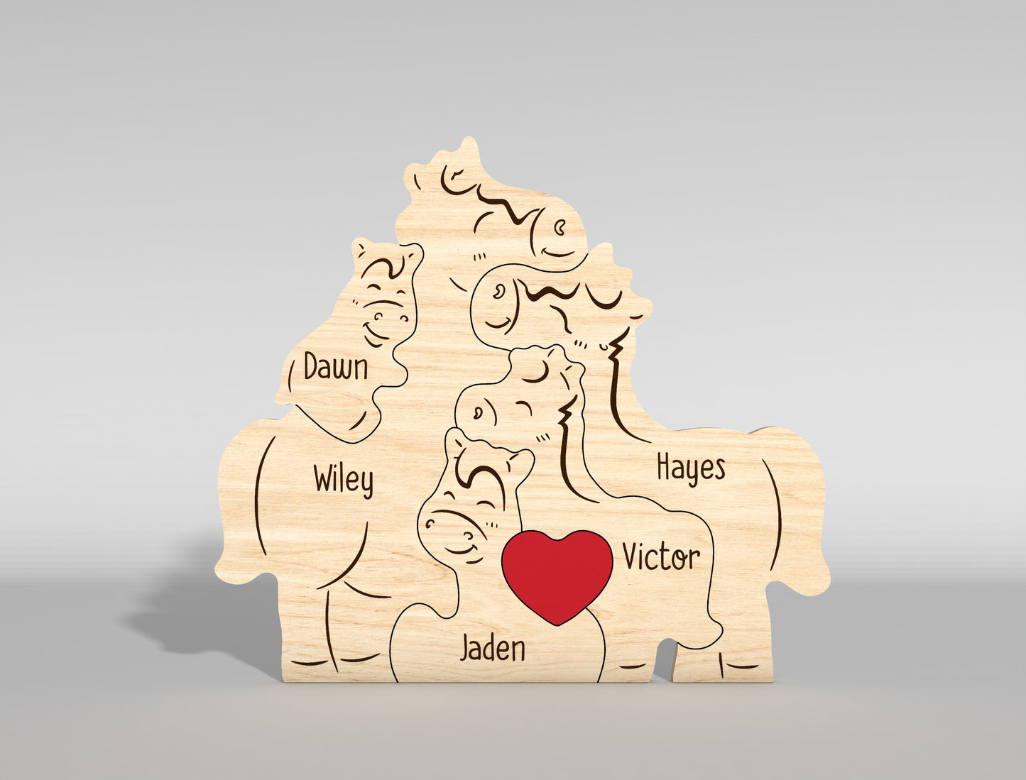 Horse Family Wooden Puzzle Sign SVG for xTool and Glowforge