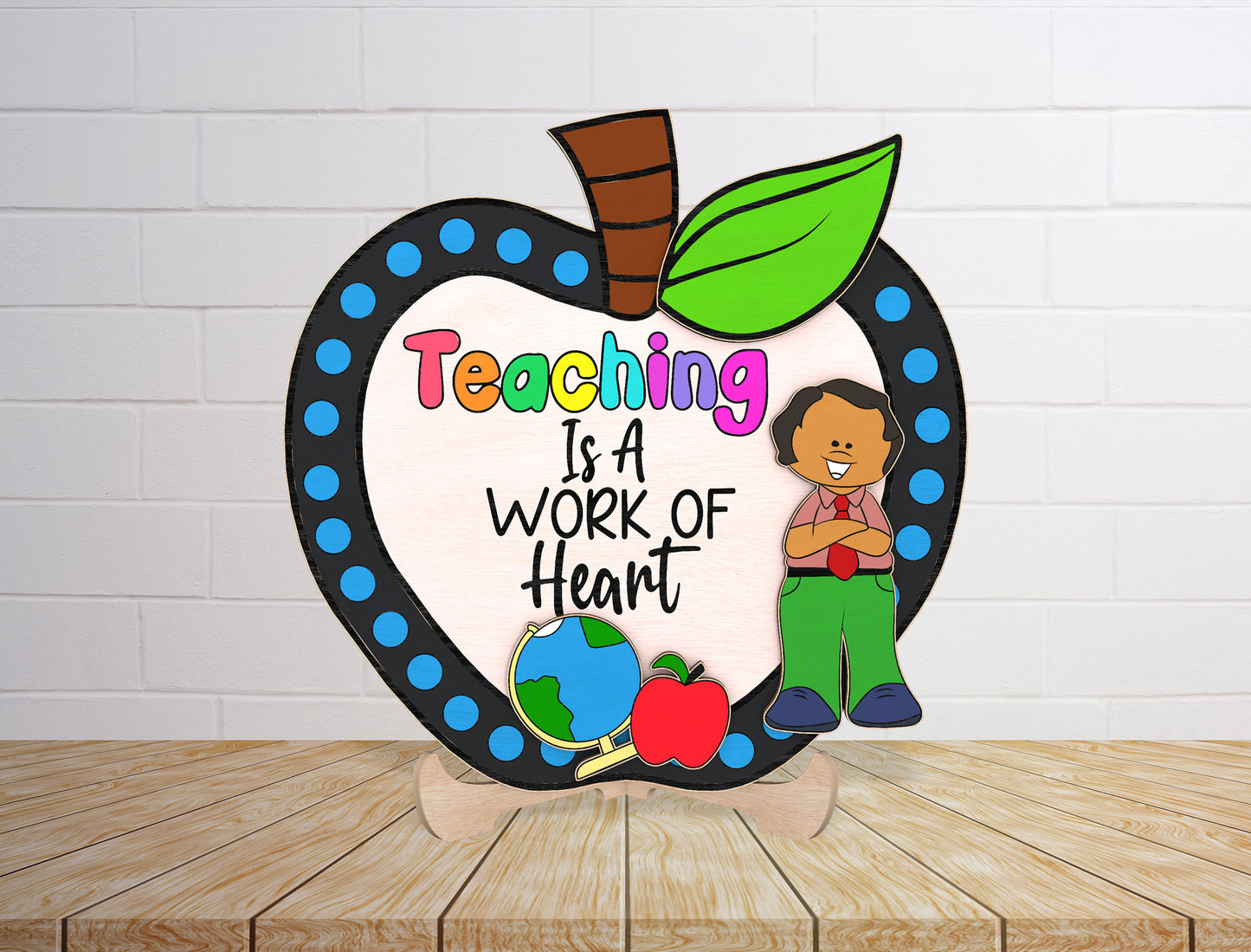 Teacher Apple Tabletop Sign SVG Laser Cut File for LightBurn