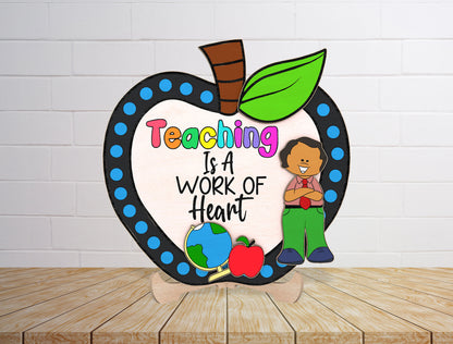 Teacher Apple Tabletop Sign SVG Laser Cut File for LightBurn
