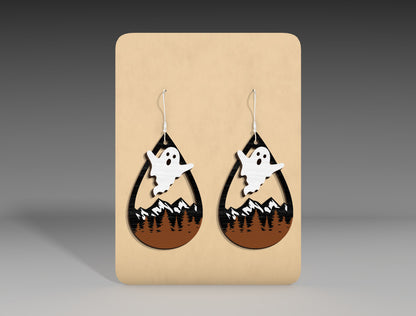 Halloween Mountain Ghost Earrings SVG Bundle 3 Designs for xTool Glowforge LightBurn