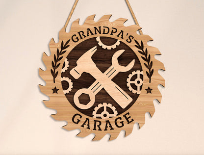 Dad’s Garage Workshop Laser Cut File | Funny Tool Sign Decor | Rustic Wooden Workshop Style | Glowforge, xTool, LightBurn, etc.