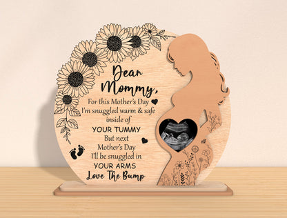 Pregnancy Mother’s Day Photo Frame Laser Cut File | Ultrasound Picture Frame | Expecting Mom Wooden Decor | Glowforge, xTool, LightBurn, etc..
