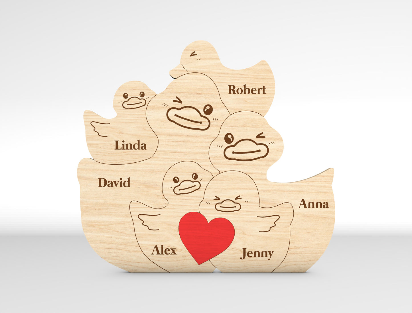 Personalized Family Duck Puzzle SVG for Glowforge and xTool