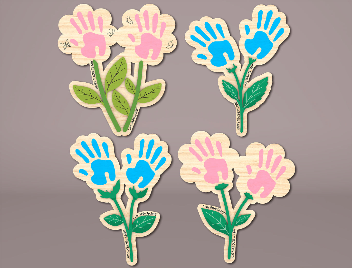 Handprint Flower Gift Set SVG Bundle Mother's Day for xTool