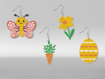 Easter Earrings SVG Bundle 16 Cute Spring Wooden Dangles for LightBurn and xTool
