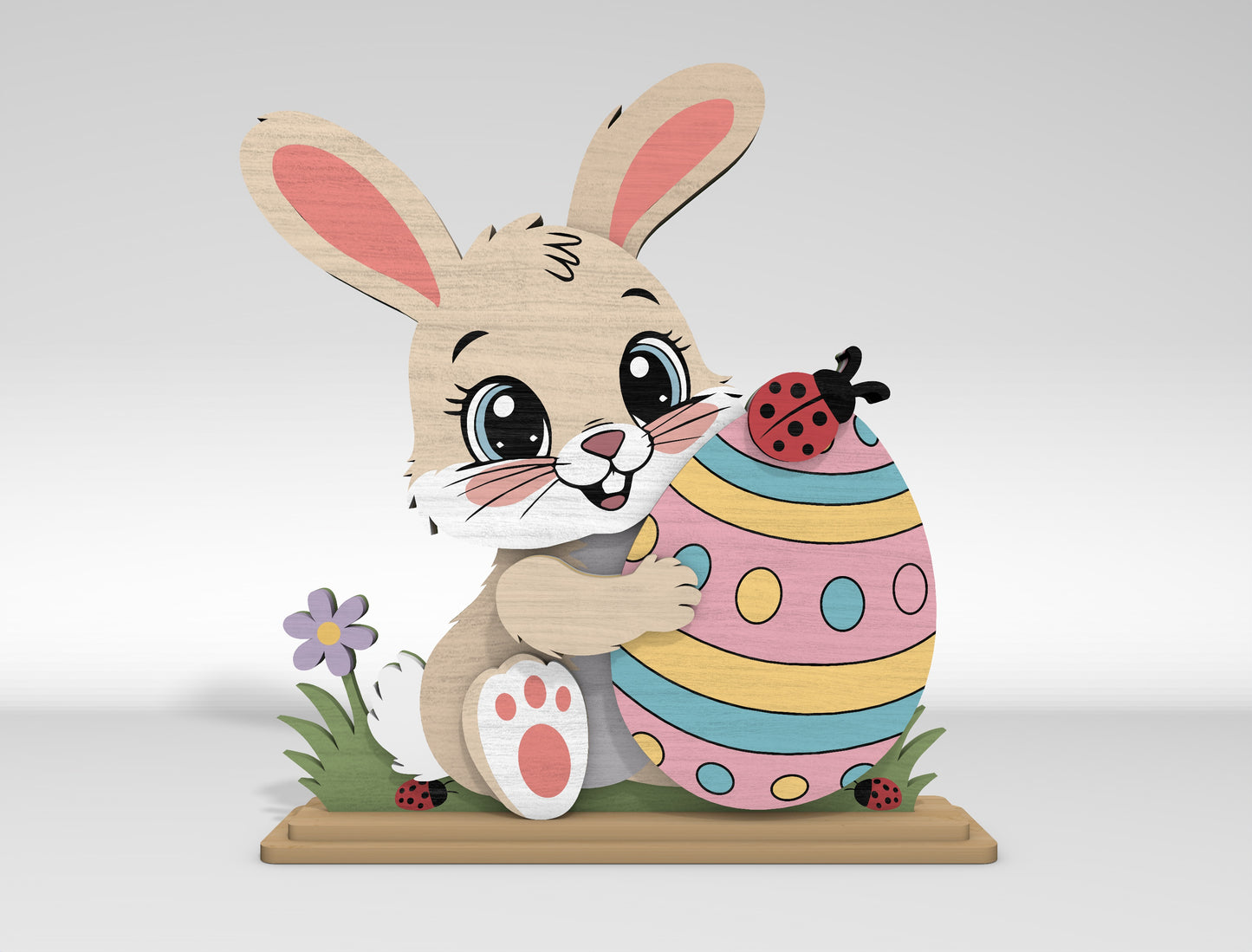 Cute Easter Bunny Table Decor SVG Bundle 5 Happy Easter Designs for LightBurn