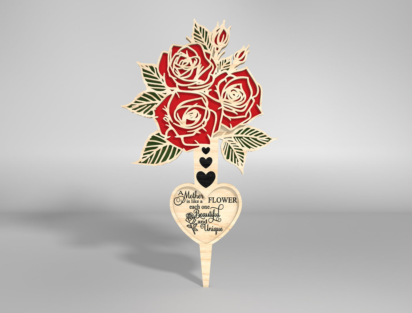 Rose Bouquet Plant Stake SVG Mother's Day Garden for Glowforge